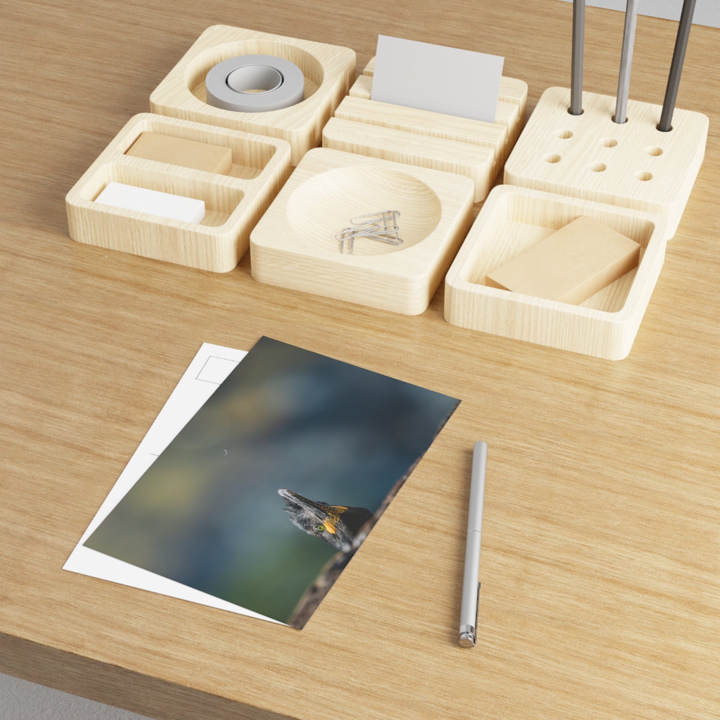 Shag postcard on a desk