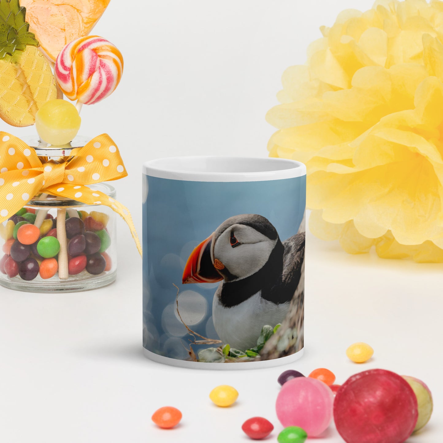 Atlantic puffin at Hornøya | White glossy mug