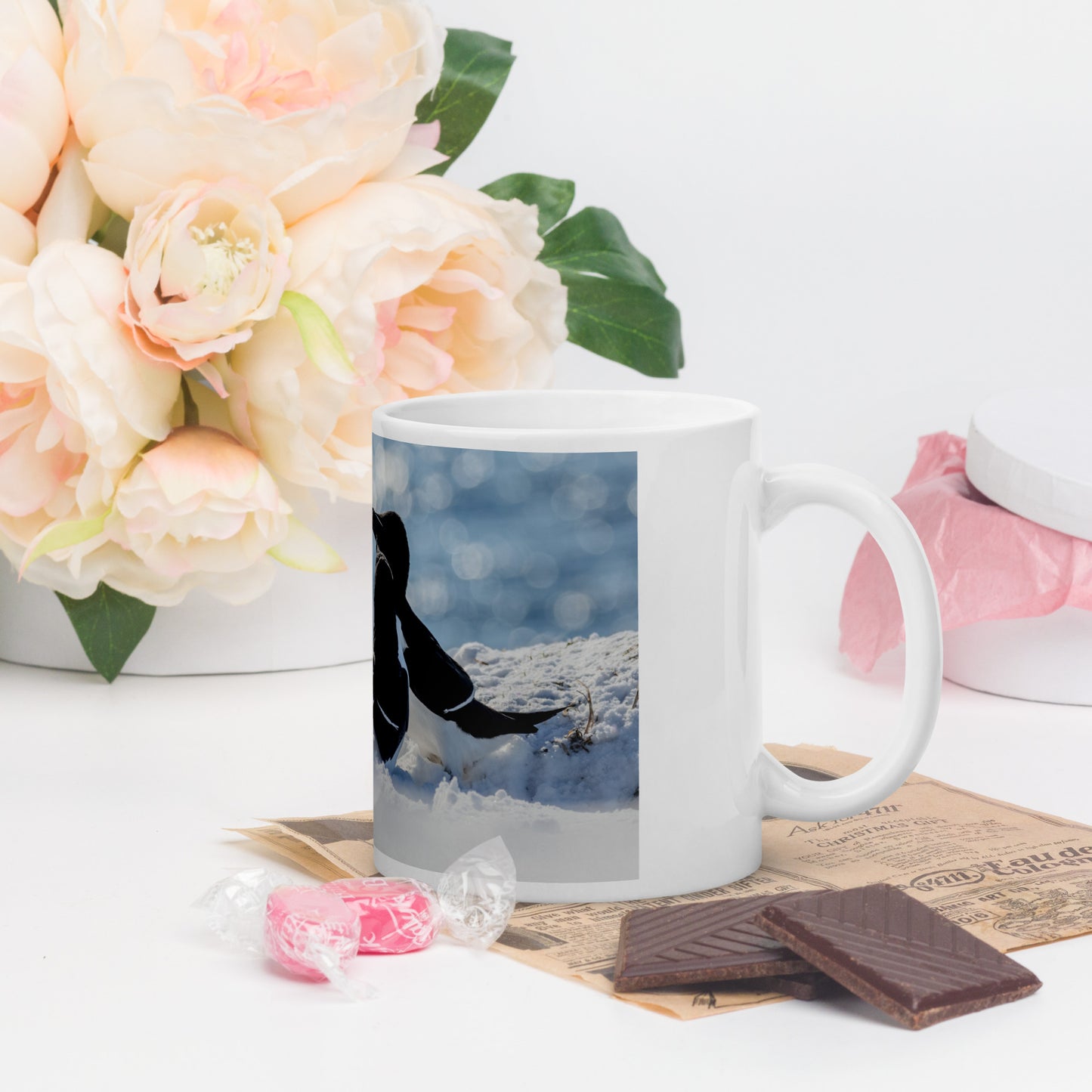 Cuddling razorbills at Hornøya | White glossy mug