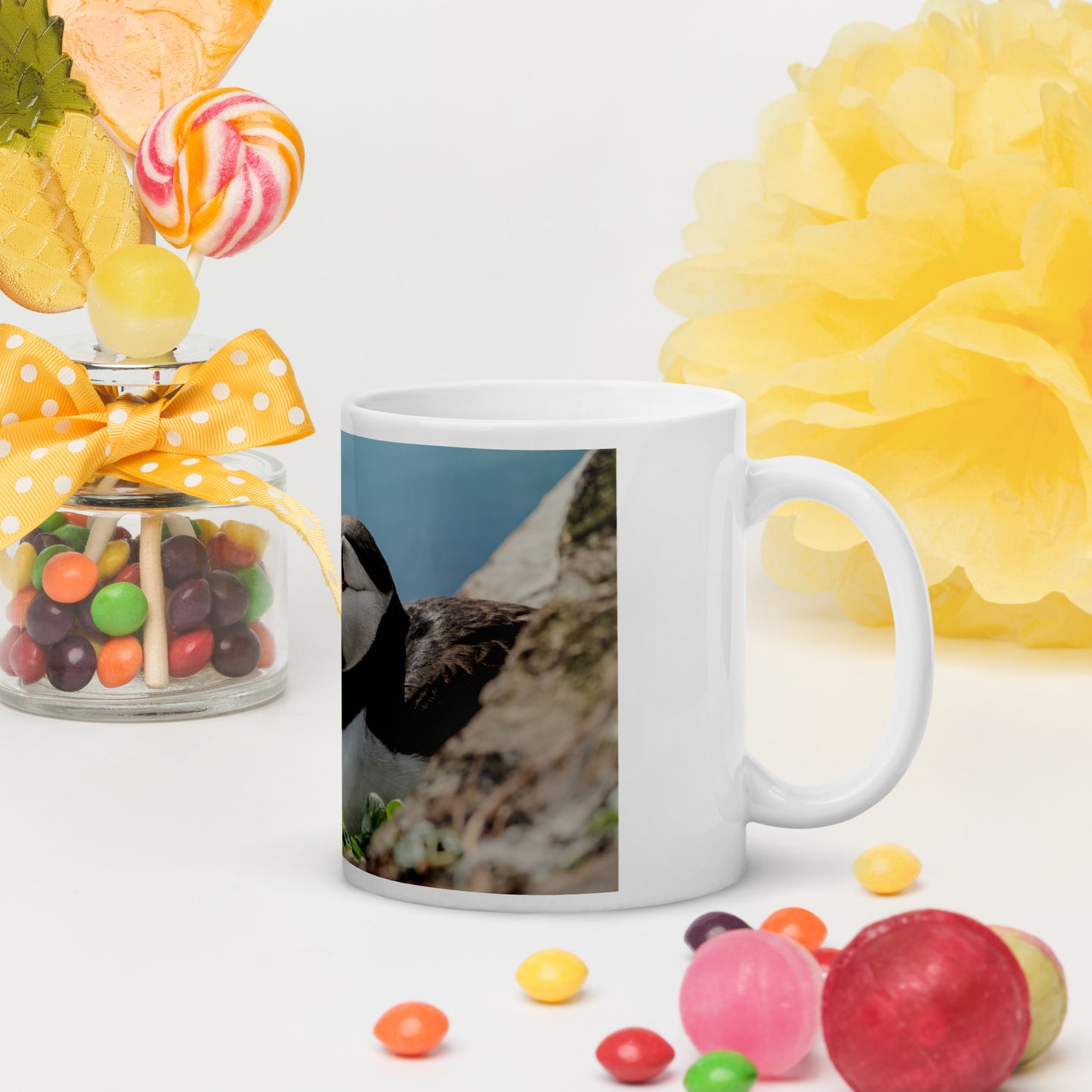 Atlantic puffin at Hornøya | White glossy mug